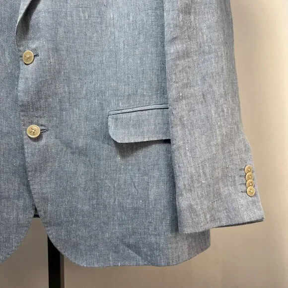 JOSEPH ABBOUD Light Blue 100% Linen 2 Piece Suit Men's 48R - Picture 3 of 16